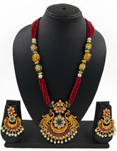 Gold Plated Antique Golden Peacock Pendant Necklace Set By Gehna Shop Antique Golden Necklace Sets